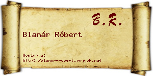 Blanár Róbert névjegykártya